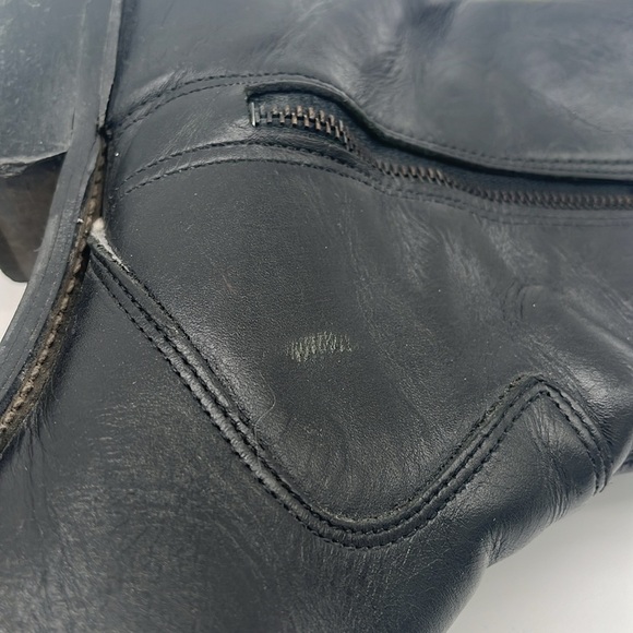 Double H Black Leather Side Zip Western Boots Men Size 10.5 BLEMISH - Picture 6 of 10